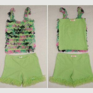 Kaiya Eve, Fluff Tank & Shorts Cotton Set with Swarovski Crystal, Girls Size 6